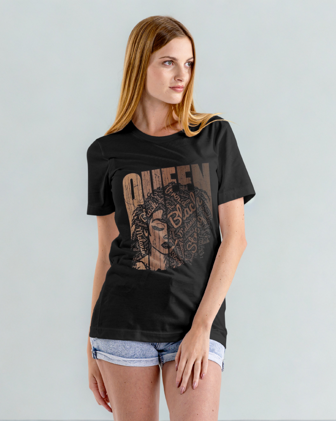 Pure cotton round neck black t-shirt for Women